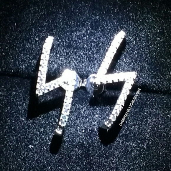 LAST 1! Pave Lightning Huggie Illusion Earrings - Picture 2 of 4